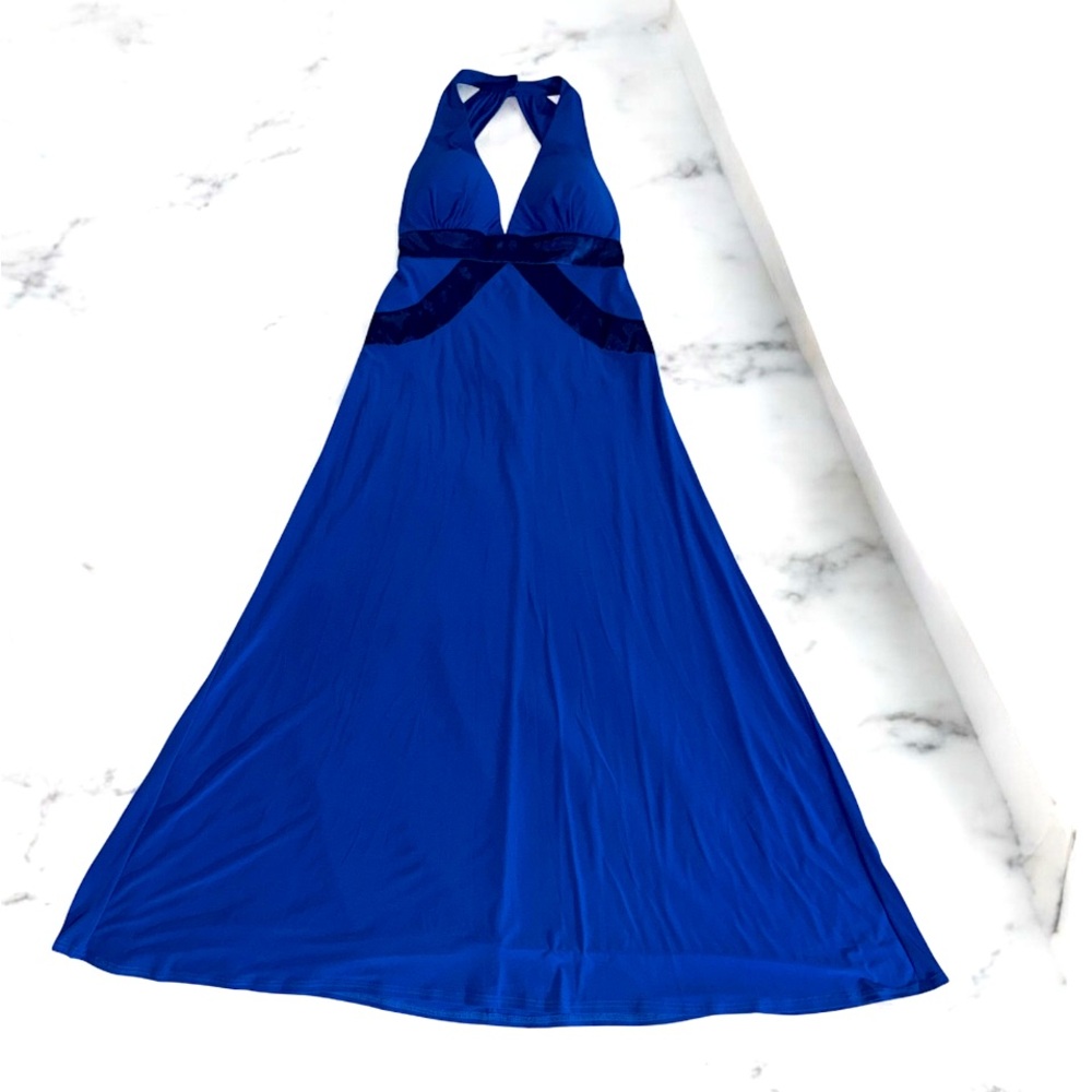 Night Way Royal Blue Halter Maxi Gown size 8